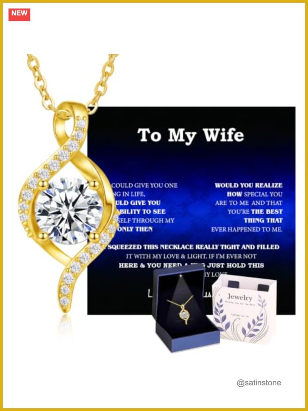2 CT Moissanite Infinity Pendant Necklace 18K Gold Filled 925 Silver